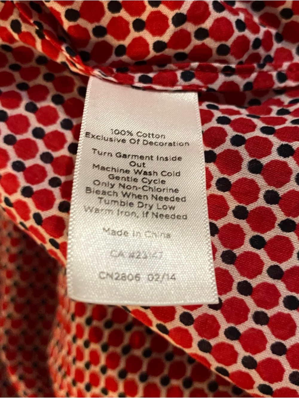 Talbots Red and Navy Printed Tunic with Embroidered Placket - Picture 7 of 7